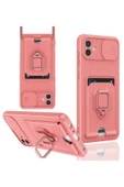 Samsung Galaxy A05 Kılıf Zuma Kartvizitli Yüzüklü Silikon - Pembe thumbnail 1
