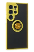 Samsung Galaxy S24 Ultra Kılıf Montreal Yüzüklü Silikon Kapak - Sarı thumbnail 1