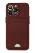 iPhone 13 Pro Kılıf Kelvin Kartvizitli Silikon - Bordo thumbnail 1