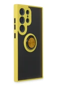 Samsung Galaxy S24 Ultra Kılıf Montreal Yüzüklü Silikon Kapak - Sarı thumbnail 2