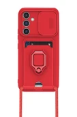 Samsung Galaxy A25 5G Kılıf Zuma Kartvizitli Yüzüklü Silikon - Kırmızı thumbnail 1