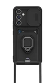 Samsung Galaxy A25 5G Kılıf Zuma Kartvizitli Yüzüklü Silikon - Siyah thumbnail 1