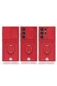Samsung Galaxy S25 Ultra Kılıf Zuma Kartvizitli Yüzüklü Silikon - Kırmızı thumbnail 2