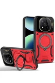 Xiaomi Redmi Note 14 Pro 4G Kılıf Joy Lens Standlı Kapak - Kırmızı thumbnail 1