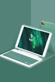 iPad Pro 12.9 (2024) Kılıf KC01 Smart Klavyeli Tablet Kılıfı - Koyu Yeşil thumbnail 1