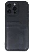 iPhone 16 Pro Kılıf Sara Kartvizitli Deri Kılıf - Siyah thumbnail 3