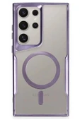 Samsung Galaxy S23 Ultra Kılıf Boyi Magsafe Silikon Kapak - Derin Mor thumbnail 1