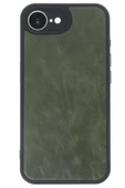 iPhone 16E Kılıf Aras Deri Kapak - Koyu Yeşil thumbnail 1