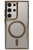 Samsung Galaxy S23 Ultra Kılıf Boyi Magsafe Silikon Kapak - Kahverengi thumbnail 1