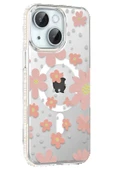 Apple iPhone 14 Floral Magsafe Kapak - Pembe thumbnail 1