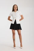 Metal Aksesuarlı Kısa Kollu Fit Bluz DNV-000104 - 4