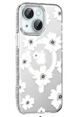 Apple iPhone 14 Floral Magsafe Kapak - Beyaz thumbnail 1