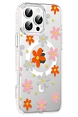 Apple iPhone 16 Pro Floral Magsafe Kapak - Turuncu thumbnail 1