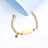 14 Ayar Altın Kaplama Bebek ve Çocuk Göz Boncuklu ve Nazarlı İsim Gümüş  Künye - BPC00105 thumbnail 3