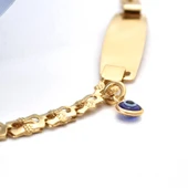 14 Ayar Altın Kaplama Bebek ve Çocuk Göz Boncuklu ve Nazarlı İsim Gümüş  Künye - BPC00105 thumbnail 1