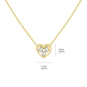 14 Ayar Altın Baget Taşlı Kalp Kolye 1,30 gr - 2