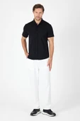 Siyah Kısa Kol Düğmeli Yaka Cepsiz Performans Ürün Slim Fit  Gömlek 1004250256 thumbnail 2
