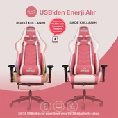 RaXius GC3001PW Masajlı,RGB,4D Kolçaklı,Ayak Destekli Oyuncu Koltuğu, Pembe- Beyaz thumbnail 3