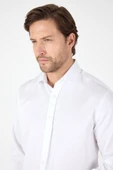 Beyaz Uzun Kol İtalyan Yaka Cepsiz Non Iron Slim Fit %100 Pamuk Gömlek 1004250269 thumbnail 4