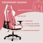 RaXius GC3001PW Masajlı,RGB,4D Kolçaklı,Ayak Destekli Oyuncu Koltuğu, Pembe- Beyaz thumbnail 4