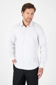 Bej Uzun Kol Sert Yaka Cepsiz  Slim Fit Pamuklu Gömlek 1004250225 thumbnail 3