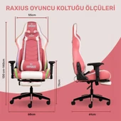 RaXius GC3001PW Masajlı,RGB,4D Kolçaklı,Ayak Destekli Oyuncu Koltuğu, Pembe- Beyaz thumbnail 2