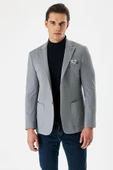 Gri Desenli Mono Yaka Astarlı Çift Yırtmaç 6 Drop Slim Fit Dar Kesim Klasik Ceket 1002240150 thumbnail 3