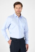 Mavi Sert Yaka Düz Classic %100 Pamuk Comfort Fit Gömlek 1004250323 thumbnail 3