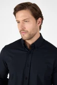 Siyah Uzun Kol Düğmeli Yaka Cepsiz Performans Ürün Slim Fit  Gömlek 1004250270 thumbnail 4