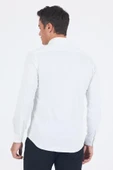 Beyaz Uzun Kol Sert Yaka Cepsiz Easy To Iron Slim Fit Esnek Gömlek 1004250230 thumbnail 5