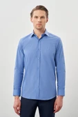 Mavi Uzun Kol Filafil Sert Yaka  Slim Fit Dar Kesim Basic Gömlek 1004210008 thumbnail 1