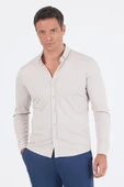 Taş Rengi İtalyan Düğmeli Yaka UzunKol Cepsiz Slim Fit Gömlek 1004250254 thumbnail 1