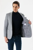 Gri Desenli Mono Yaka Astarlı Çift Yırtmaç 6 Drop Slim Fit Dar Kesim Klasik Ceket 1002240150 thumbnail 5