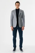 Gri Desenli Mono Yaka Astarlı Çift Yırtmaç 6 Drop Slim Fit Dar Kesim Klasik Ceket 1002240150 thumbnail 2