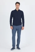 Koyu Lacivert İtalyan Düğmeli Yaka UzunKol Cepsiz Slim Fit Gömlek 1004250254 thumbnail 2
