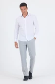 Beyaz Uzun Kol Düz Sert Yaka Cepsiz Pamuklu Basic Slim Fit Gömlek 1004250059_600 thumbnail 2