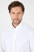 Beyaz Uzun Kol Düğmeli Yaka Cepsiz Performans Ürün Slim Fit  Gömlek 1004250270 thumbnail 3