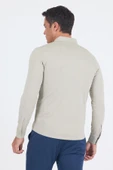 Gri İtalyan Düğmeli Yaka UzunKol Cepsiz Slim Fit Gömlek 1004250254 thumbnail 5