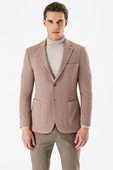 Vizon Desenli Mono Yaka Astarlı Çift Yırtmaç 6 Drop Slim Fit Dar Kesim Klasik Ceket 1002240150 - 1