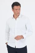 Beyaz Uzun Kol Sert Yaka Cepsiz Easy To Iron Slim Fit Esnek Gömlek 1004250230 thumbnail 1