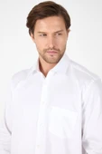 Beyaz Sert Yaka Düz Classic %100 Pamuk Comfort Fit Gömlek 1004250323 thumbnail 4