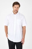 Beyaz Kısa Kol Sert Yaka Cepli  Comfort Fit %100 Pamuk Gömlek 1004250265 thumbnail 1