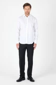 Beyaz Uzun Kol İtalyan Yaka Cepsiz Non Iron Slim Fit %100 Pamuk Gömlek 1004250269 thumbnail 2