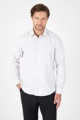 Bej Uzun Kol Sert Yaka Cepsiz  Slim Fit Pamuklu Gömlek 1004250225 thumbnail 1