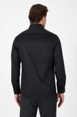 Siyah Uzun Kol Yarım İtalyan Yaka Cepsiz Non Iron Slim Fit Pamuklu Gömlek 1004250267 thumbnail 5