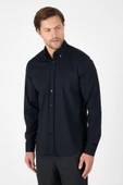 Siyah Uzun Kol Düğmeli Yaka Cepsiz Performans Ürün Slim Fit  Gömlek 1004250270 thumbnail 3
