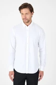 Beyaz Uzun Kol Düğmeli Yaka Cepsiz Performans Ürün Slim Fit  Gömlek 1004250270 thumbnail 5