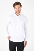 Beyaz Uzun Kol Yarım İtalyan Yaka Cepsiz Non Iron Slim Fit Pamuklu Gömlek 1004250267 thumbnail 1