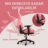 RaXius GC3001PW Masajlı,RGB,4D Kolçaklı,Ayak Destekli Oyuncu Koltuğu, Pembe- Beyaz thumbnail 5