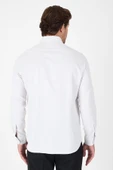 Bej Uzun Kol Sert Yaka Cepsiz  Slim Fit Pamuklu Gömlek 1004250225 thumbnail 4